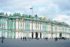 The front of the Hermitage in Saint Petersburg.
